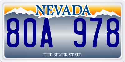 NV license plate 80A978