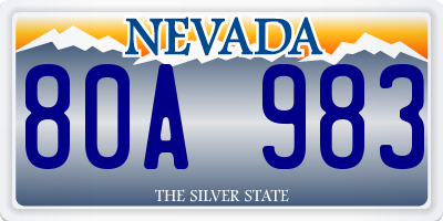 NV license plate 80A983