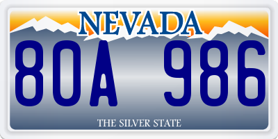 NV license plate 80A986