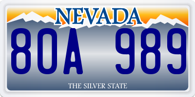 NV license plate 80A989