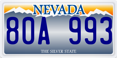 NV license plate 80A993