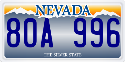 NV license plate 80A996