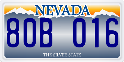 NV license plate 80B016
