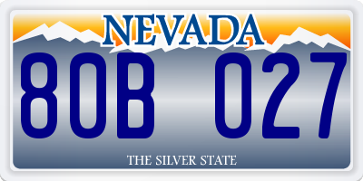 NV license plate 80B027