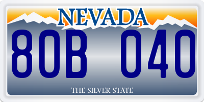 NV license plate 80B040