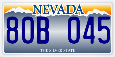 NV license plate 80B045