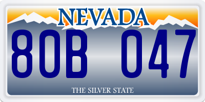 NV license plate 80B047