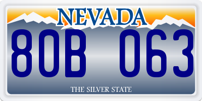 NV license plate 80B063