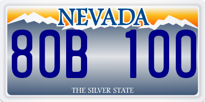 NV license plate 80B100