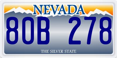 NV license plate 80B278