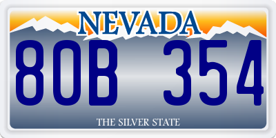 NV license plate 80B354