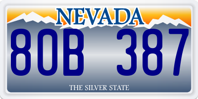 NV license plate 80B387