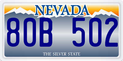 NV license plate 80B502