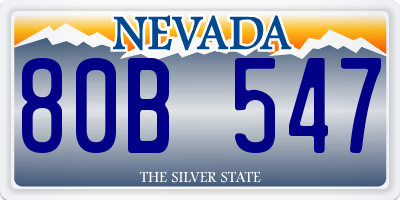 NV license plate 80B547