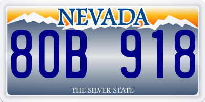 NV license plate 80B918