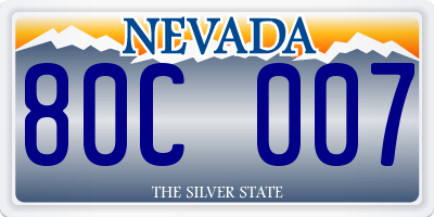 NV license plate 80C007