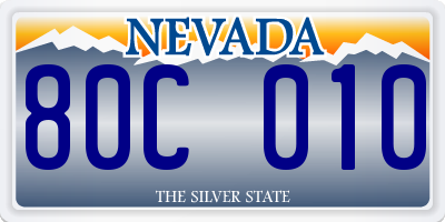 NV license plate 80C010