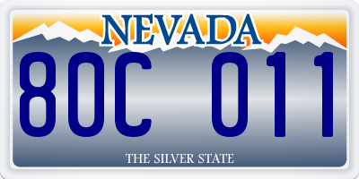 NV license plate 80C011