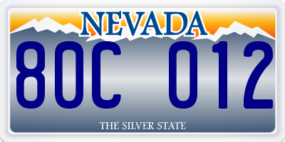 NV license plate 80C012