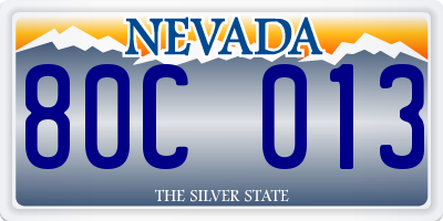 NV license plate 80C013