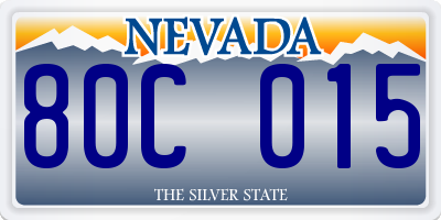 NV license plate 80C015