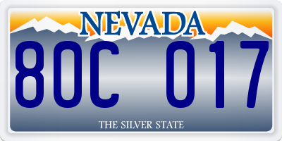 NV license plate 80C017