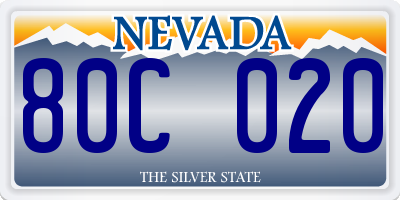 NV license plate 80C020