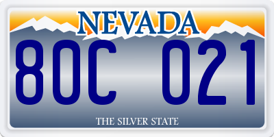 NV license plate 80C021