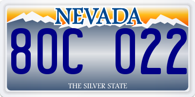 NV license plate 80C022