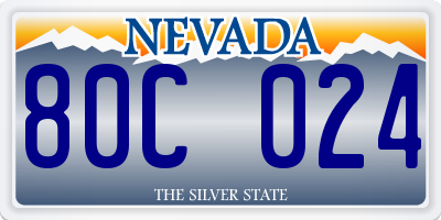 NV license plate 80C024