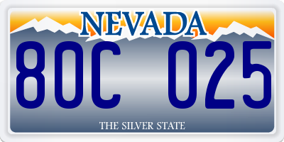 NV license plate 80C025