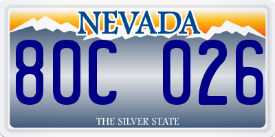 NV license plate 80C026