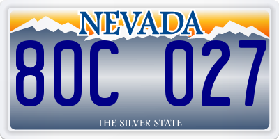 NV license plate 80C027