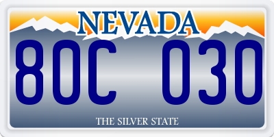 NV license plate 80C030