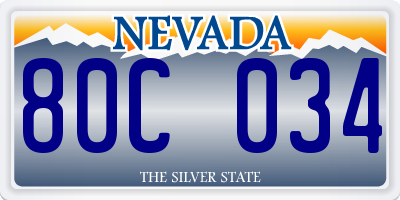 NV license plate 80C034