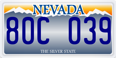 NV license plate 80C039