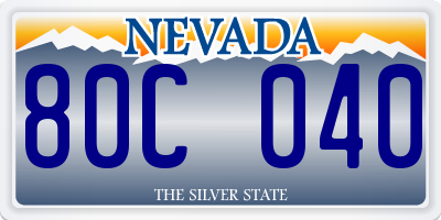 NV license plate 80C040