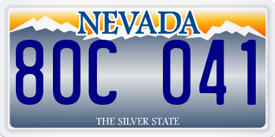 NV license plate 80C041