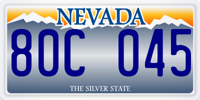 NV license plate 80C045