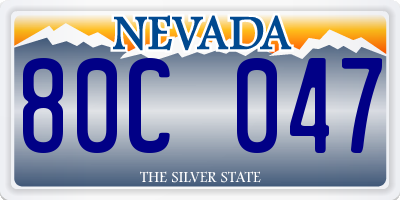 NV license plate 80C047