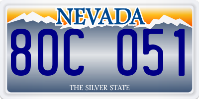 NV license plate 80C051