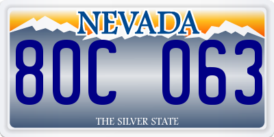 NV license plate 80C063