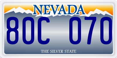 NV license plate 80C070
