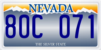 NV license plate 80C071