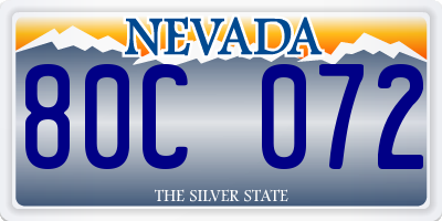 NV license plate 80C072