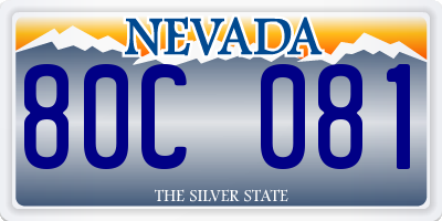 NV license plate 80C081