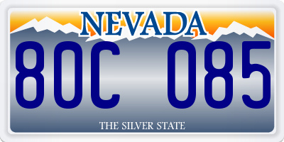 NV license plate 80C085