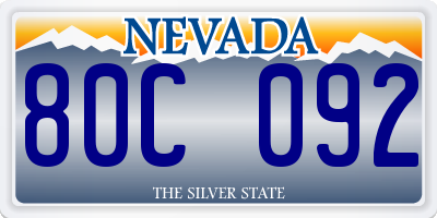 NV license plate 80C092