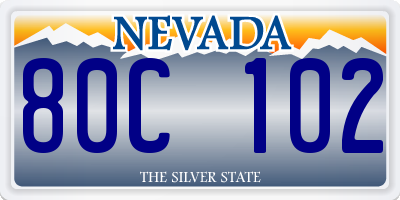 NV license plate 80C102