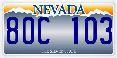 NV license plate 80C103